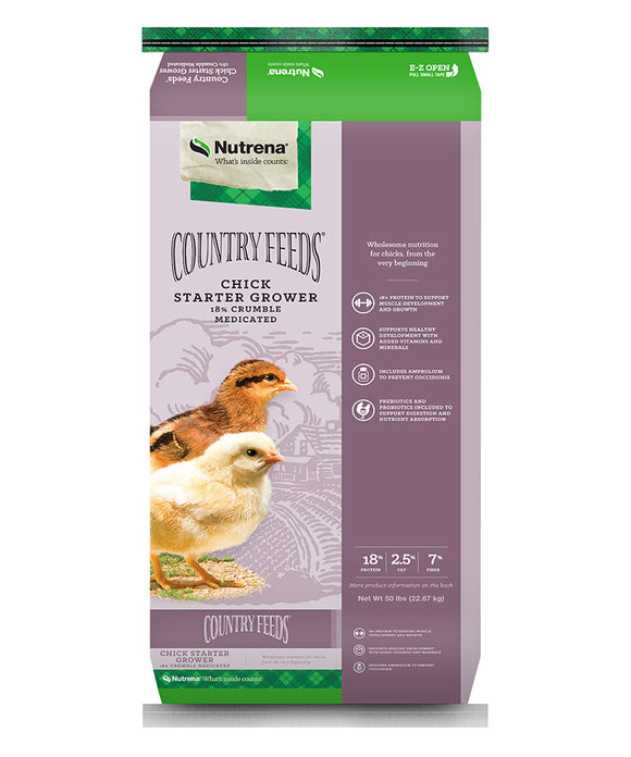 COUNTRY FEEDS MEDICATED CHICK STARTER 50LB