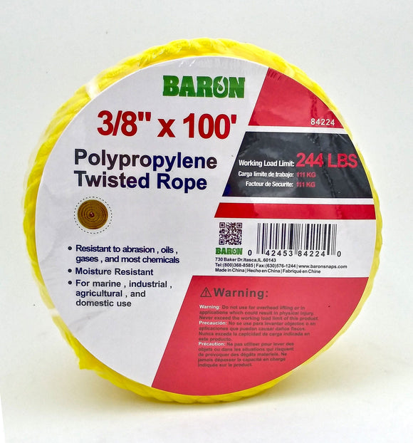 Baron Twisted Yellow Polypropylene Rope