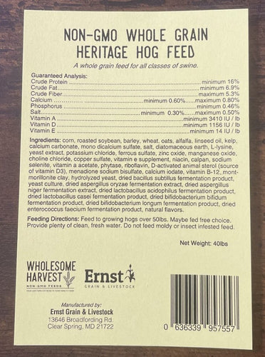 Wholesome Harvest Non GMO 16% Whole Grain Heritage Hog Feed