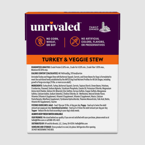 Unrivaled Turkey & Veggie Stew With Butternut Squash, Carrots and Green Beans Dog Food