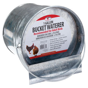 GALVANIZED BUCKET POULTRY WATERER 1 GAL