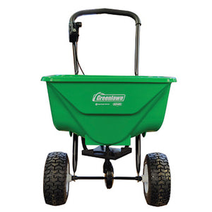 GREENLAWN DELUXE WALK BEHIND SPREADER WITH PNEUMATIC WHEELS 9 IN 65 LB