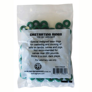 AGRI-PRO CASTRATING BAND/RING GREEN BAG OF 100