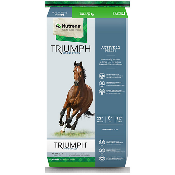 TRIUMPH ACTIVE 12% PELLETED HORSE FEED 50LB