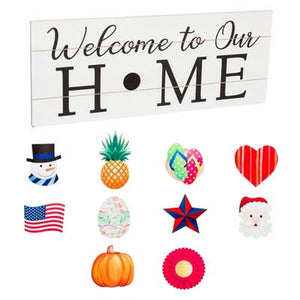Welcome Sign w/ 10 Interchangeable Theme Pieces